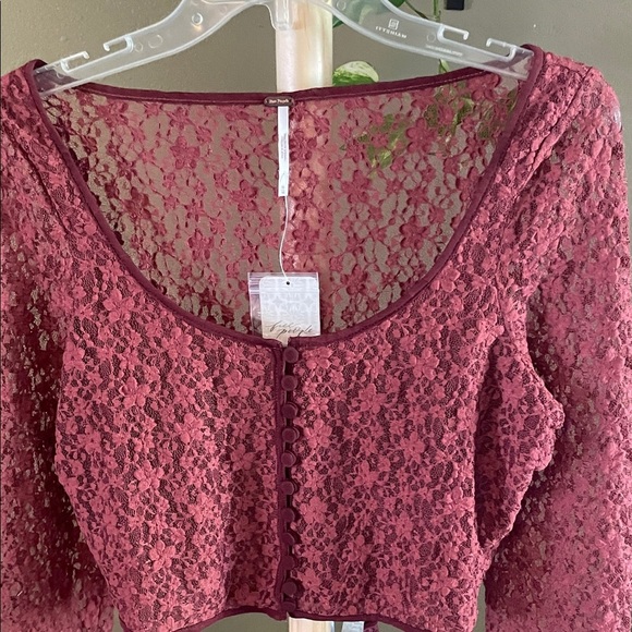 Free People Burgundy Lace set - Picture 5 of 9